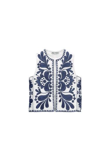 WAISTCOAT WITH CONTRAST EMBROIDERY