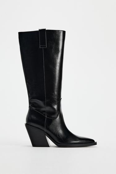 COWBOY HEEL BOOTS - Black by Zara