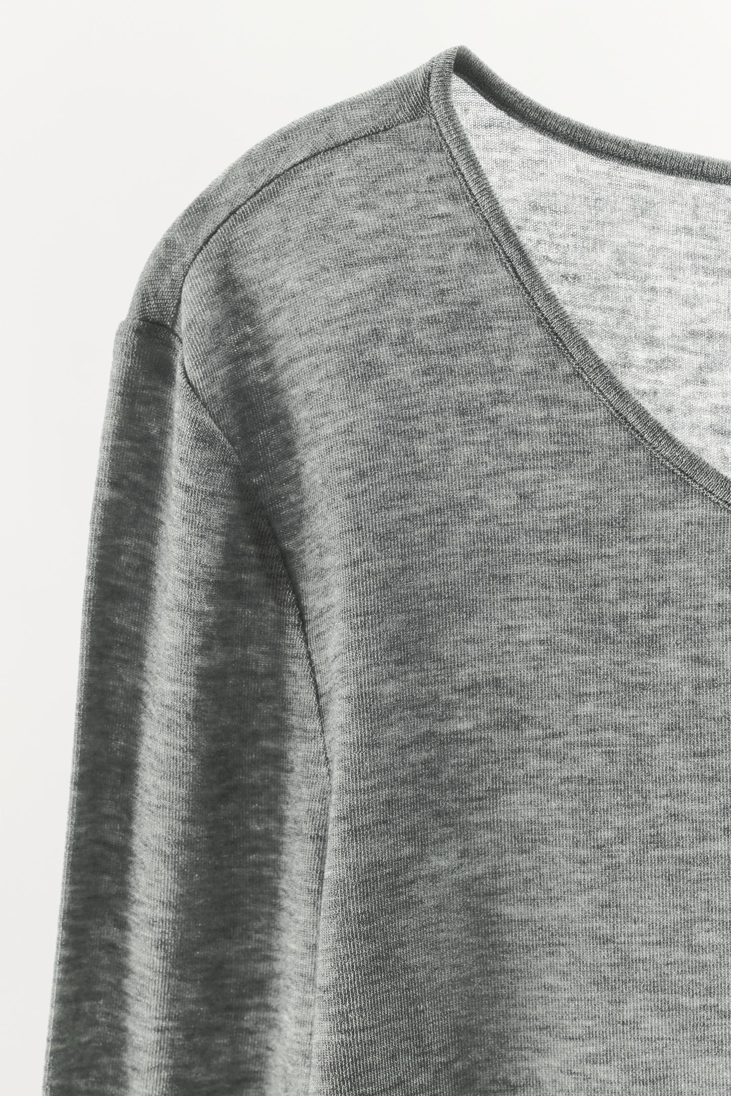 Женская футболка Zara Plain Wool-Blend Knit, цвет: Серый — фото 9