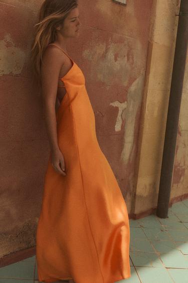 MIDI-KLEID IN SATINOPTIK - Orange von Zara - Bild 0