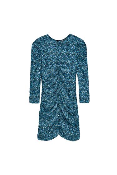 PRINTED DRAPED DRESS