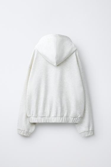 SWEAT ZIPPÉ À CAPUCHE - Gris chiné de Zara - Image 1