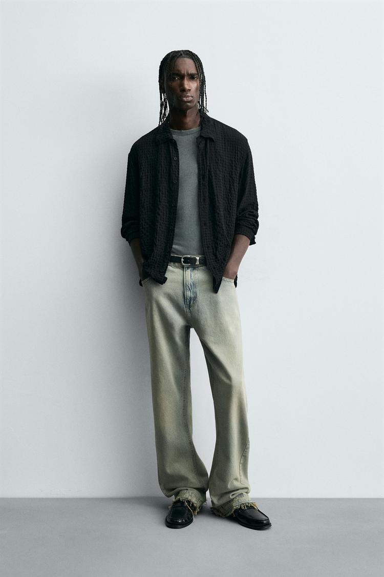 CAMISA CUADROS ESTRUCTURA Negro ZARA Estados Unidos de América