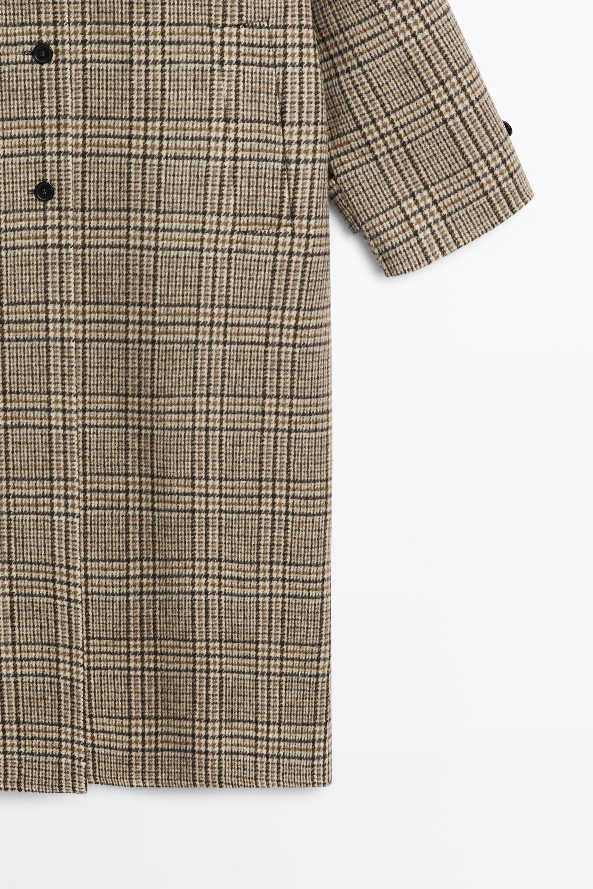 Wool blend check trench coat - Oyster-white | ZARA United States
