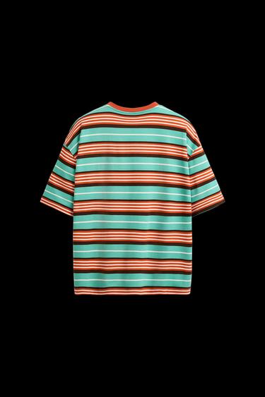 Zara EMBROIDERED STRIPED T-SHIRT © OTIS KWAME KYE QUAICOE - Green