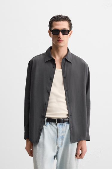 RELAXED FIT SHIRT - Grey by Zara