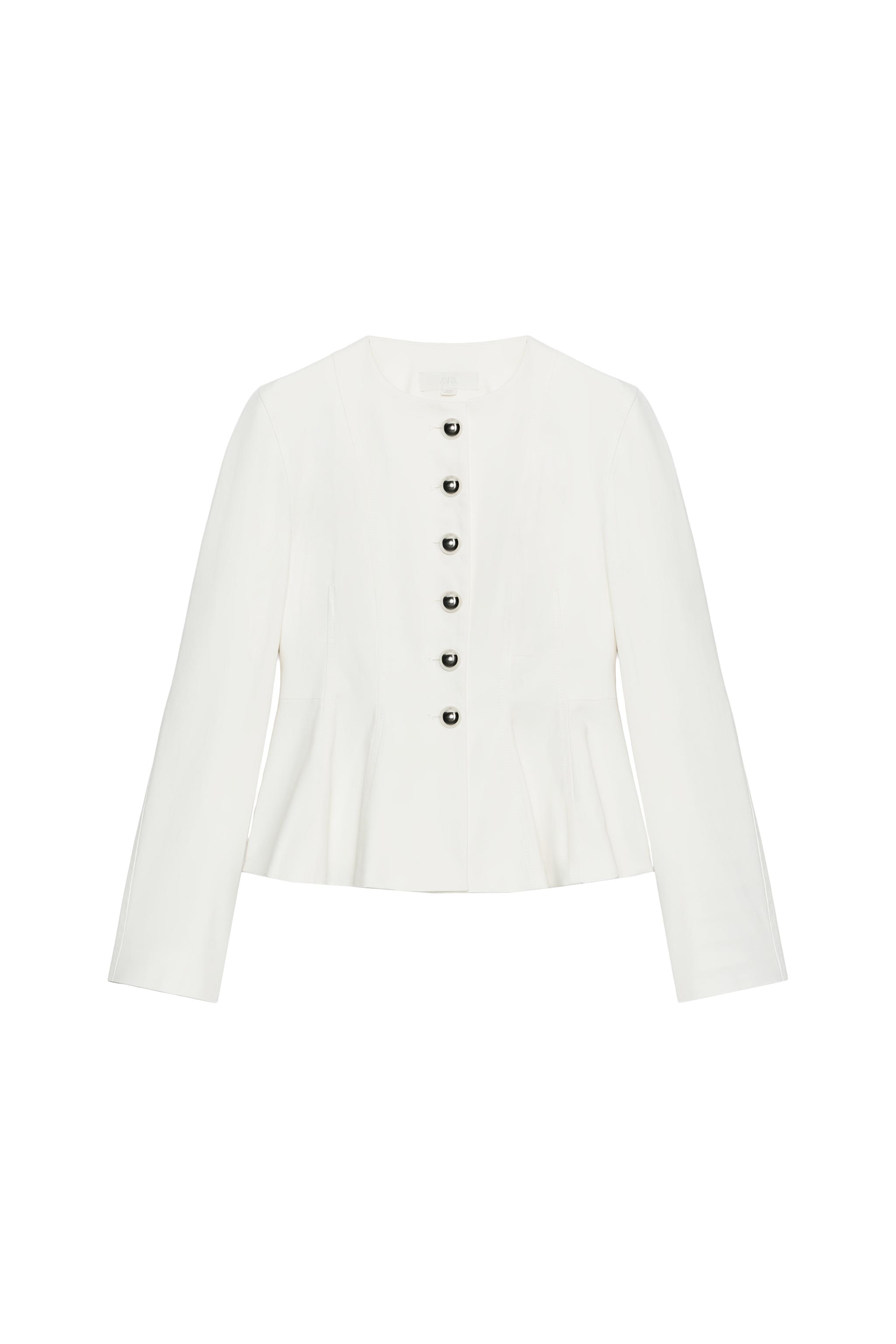 VESTE PEPLUM BOUTONS MÉTALLIQUES