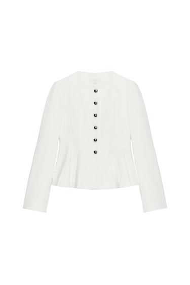 PEPLUM BLAZER WITH METAL BUTTONS - Ecru by Zara