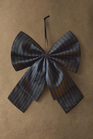 STRIPED BOW CHRISTMAS ORNAMENT — Green 1