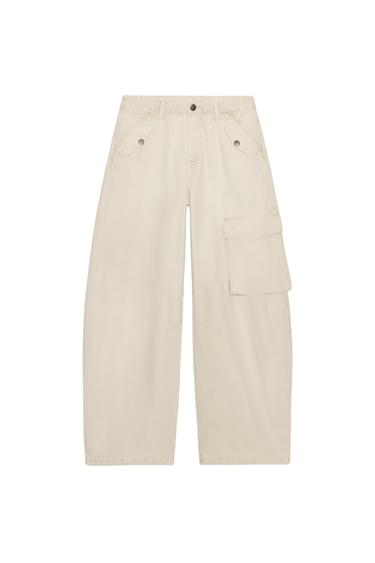 ZW COLLECTION CARGO TROUSERS - Ecru by Zara
