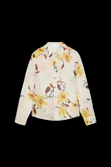 CAMISA RAMIO FLORES ZW COLLECTION - Crudo de Zara - Imagen 0
