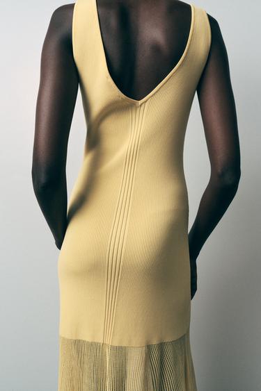 COMBINED RIB KNIT DRESS - Yellow by Zara - Image 3