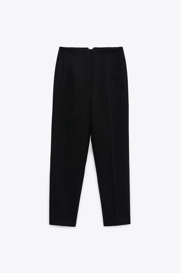 Zara PANTS WITH A HIGH WAIST - Black