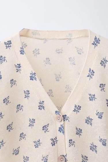 TOP EN MAILLE À FLEURS - Blanc cassé de Zara - Image 2