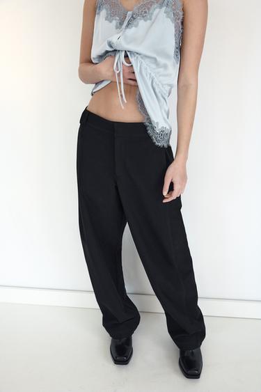 CALÇA CARGO ACETINADA - Preto da Zara