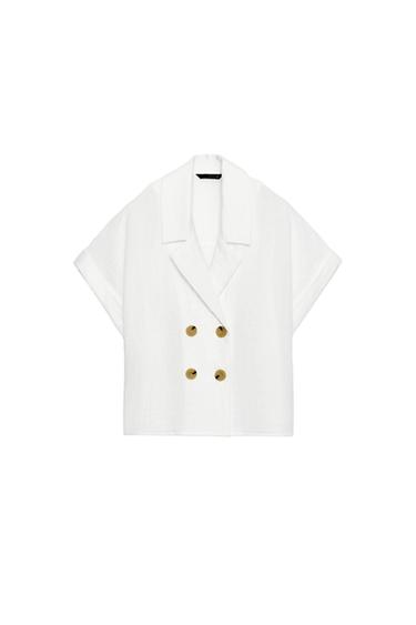 SHORT SLEEVE WRAP SHIRT - White by Zara