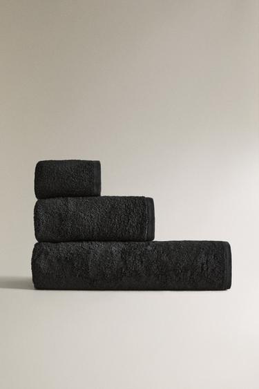 ASCIUGAMANO BAGNO SPUGNA TINTA UNITA - Nero di Zara