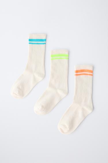 THREE-PACK OF STRIPED LONG SOCKS - Ecru by Zara - Image 3