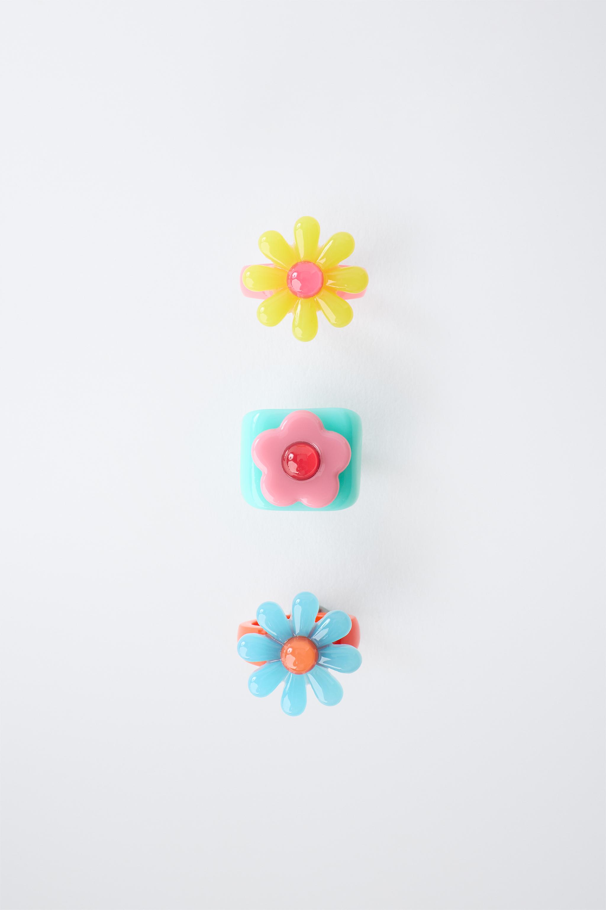 Детские аксессуары Zara THREE-PACK OF FLOWER RINGS