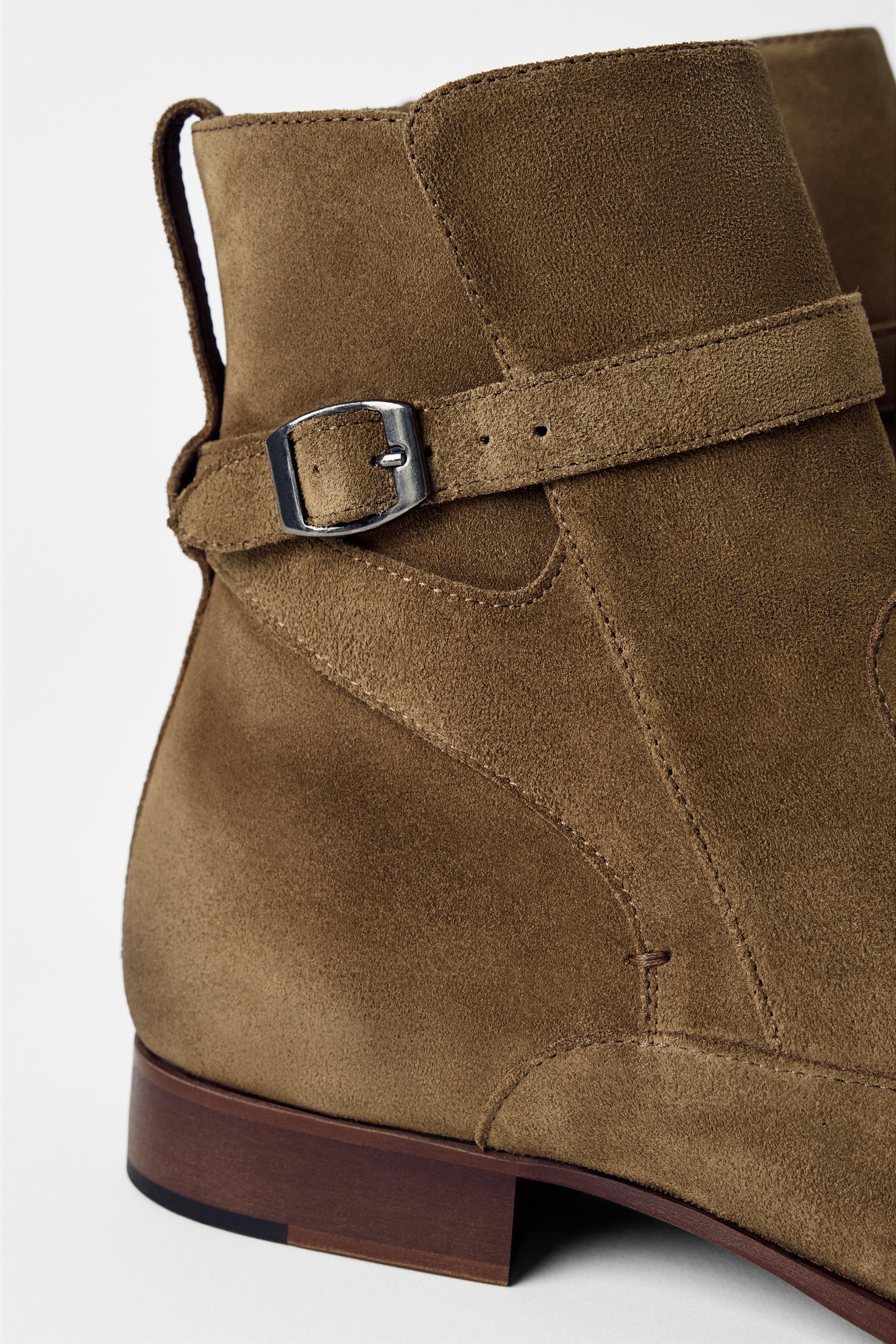 LEATHER BUCKLE BOOTS BOBBY GILLESPIE X ZARA - Brown | ZARA