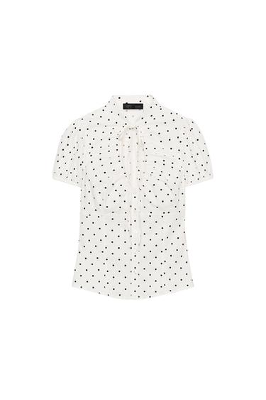 POPLIN TIE TOP - Ecru / Black by Zara