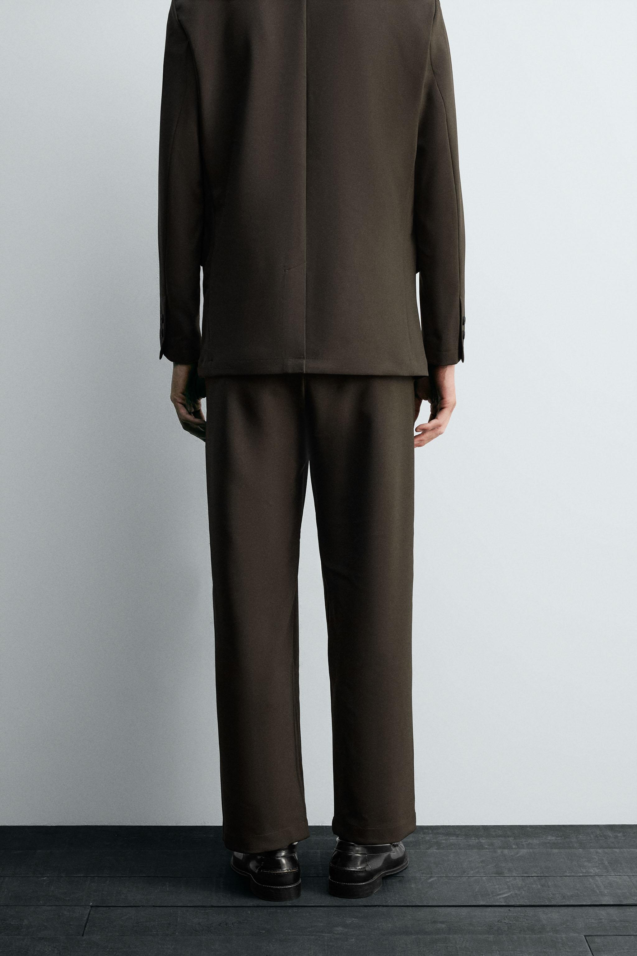 ウォッシャブル＆速乾性スーツプリーツパンツ - ブラウン | ZARA