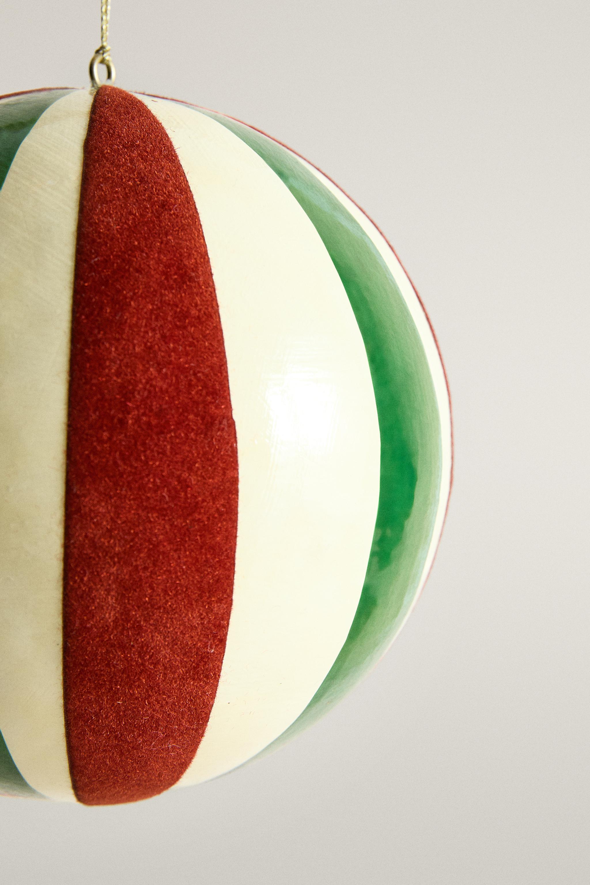 DÉCORATION SAPIN BOULE VELOURS RAYURES NOËL