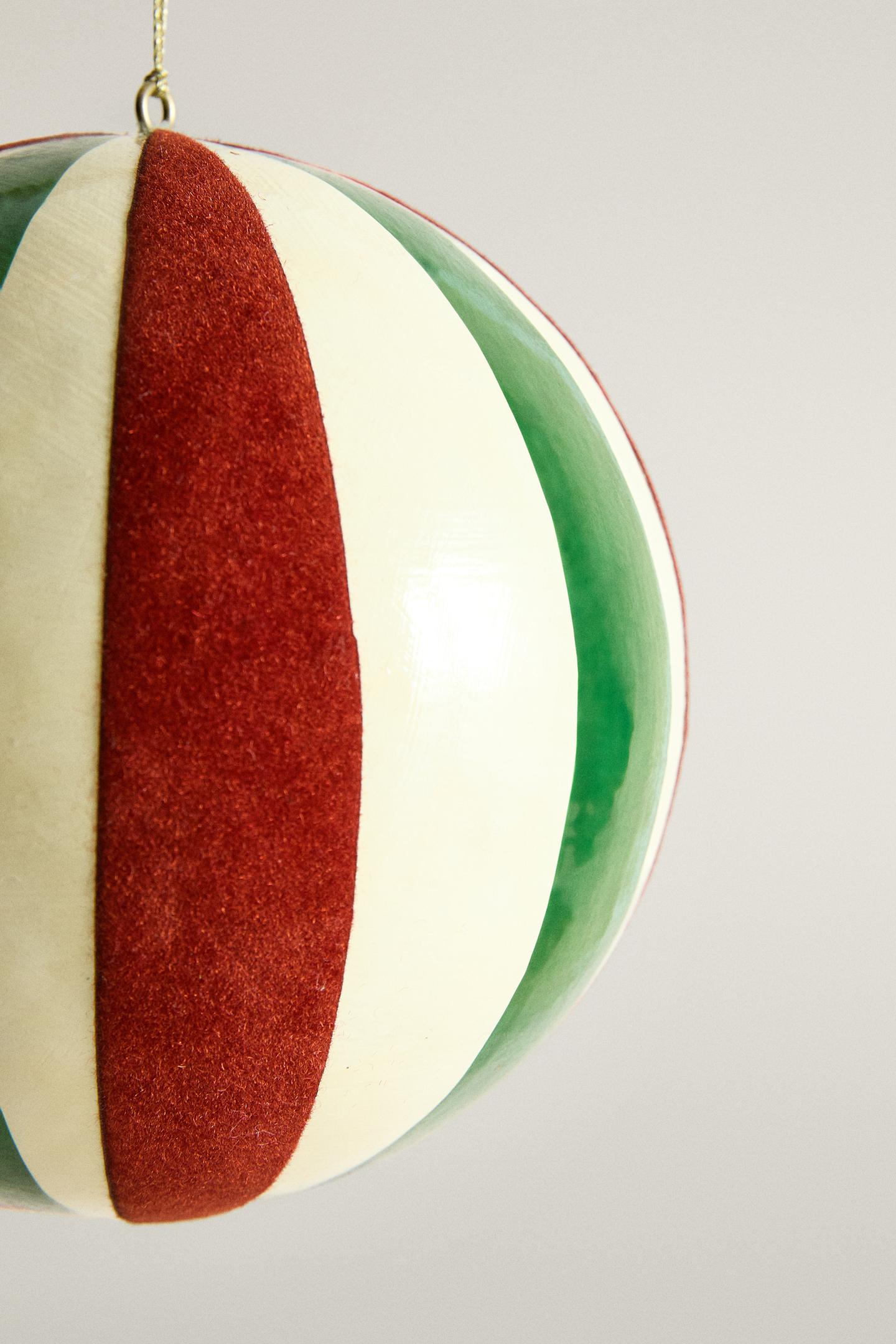 Zara Striped Velvet Bauble Christmas Tree Decoration, цвет: Разноцветный — фото 3