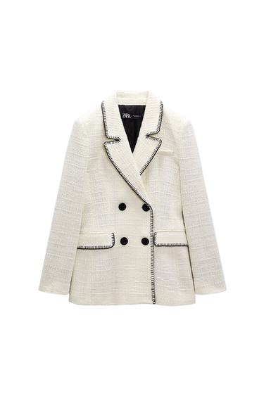 DOUBLE-BREASTED BLAZER WITH TOPSTITCHING