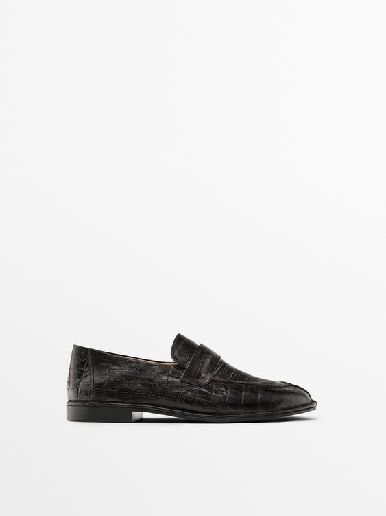 Mock croc embossed loafers
