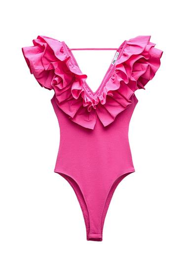 RUFFLED RIB BODYSUIT