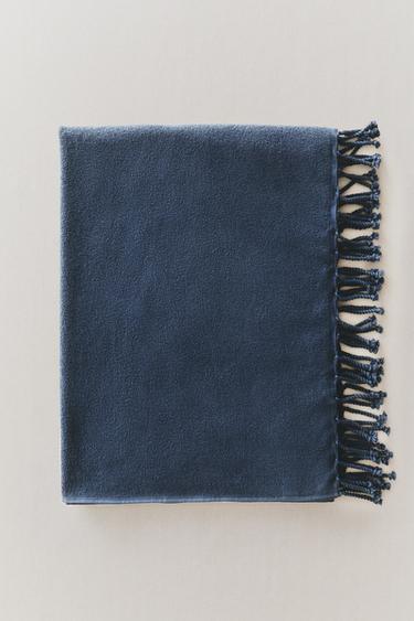SERVIETTE DE PLAGE COTON FRANGES - Bleu moyen de Zara - Image 4