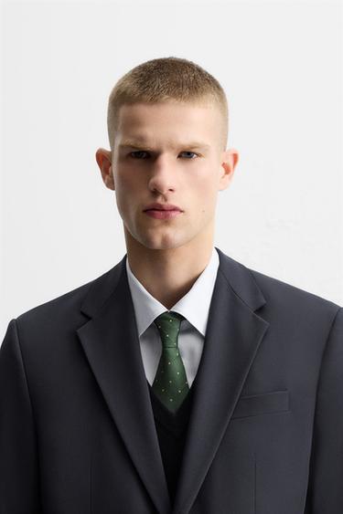 100% SILK POLKA DOT TIE - Green by Zara - Image 0