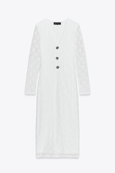 ROBE MIDI CROCHET - Blanc de Zara - Image 5