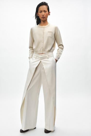 VESTE EN MAILLE BIMATIÈRE - Camel foncé de Zara