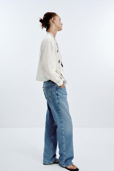 RUSTIC EMBROIDERED BLOUSE - White / Navy by Zara - Image 5