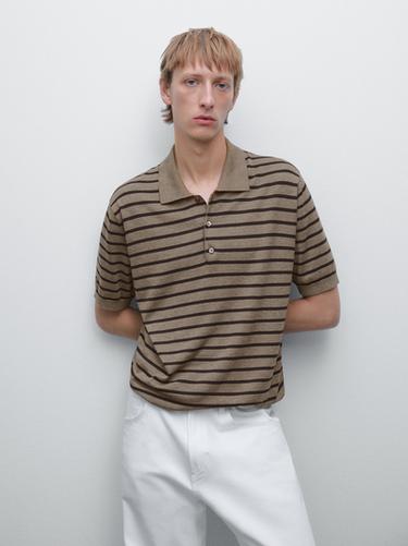 Zara Short sleeve striped knit polo shirt - 548