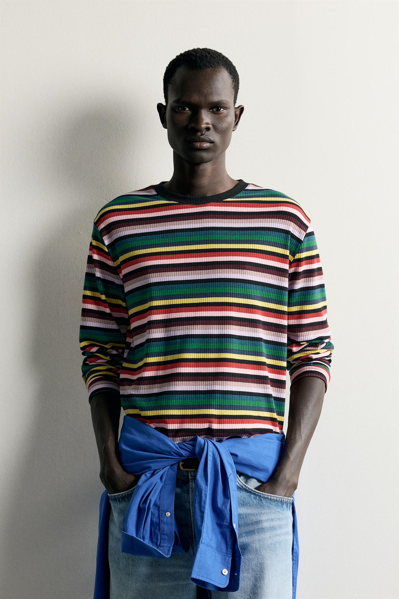 STRIPED RELAXED FIT T-SHIRT — striped