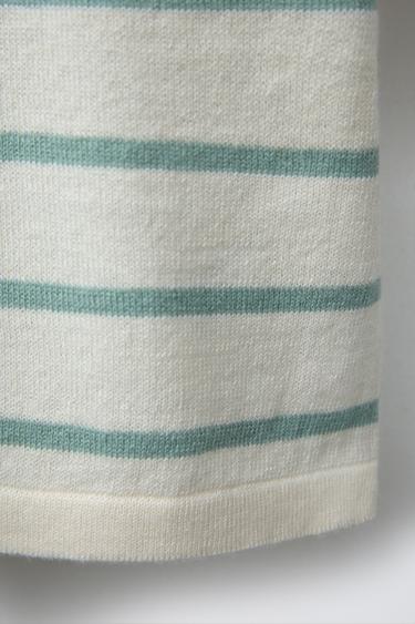 STRIPED KNIT T-SHIRT - Green / Blue by Zara - Image 3