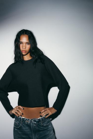 PULL EN MAILLE UNI - Bleu pétrole de Zara