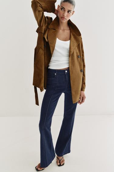 TRENCH EFECTO ANTE CINTURÓN - Marrón de Zara