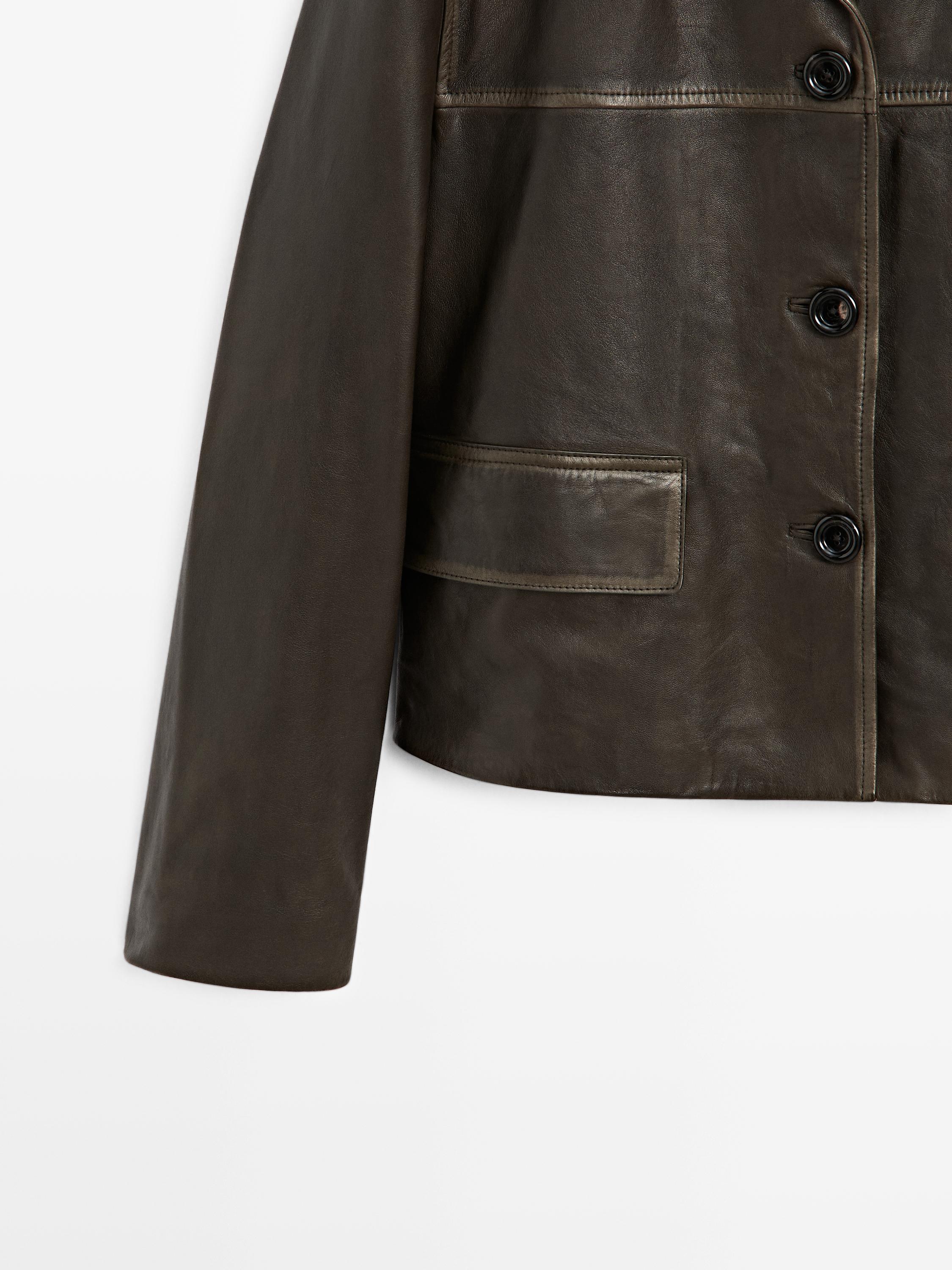 Nappa leather jacket with lapel collar