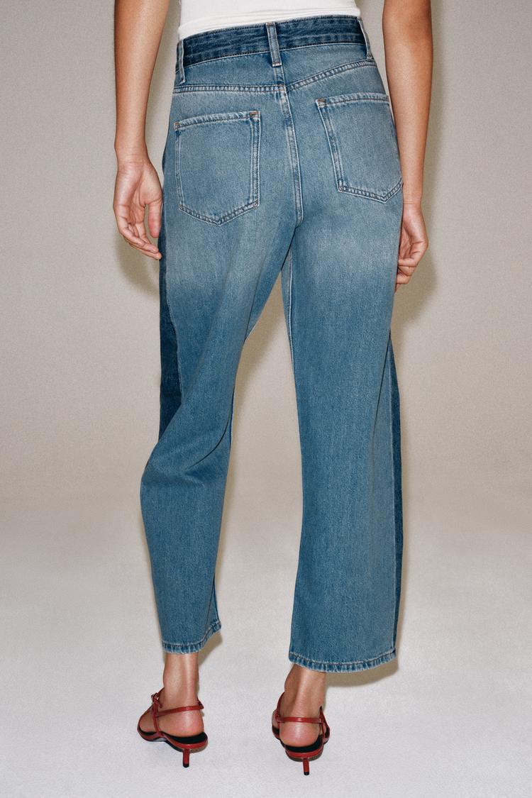 Jeans de tiro medio con parches y corte relajado hasta el tobillo ZW Collection 3