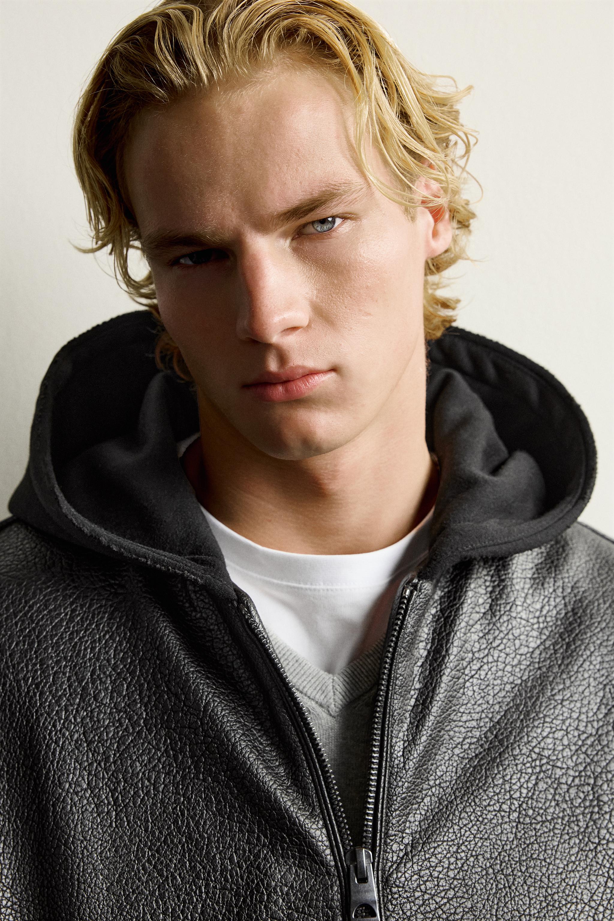 BLOUSON BOMBER MATIÈRE SYNTHÉTIQUE CAPUCHE COMBINÉE