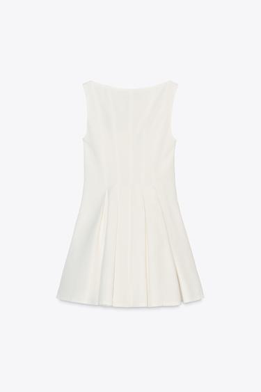 PLEATED DRESS WITH BOWS - White by Zara