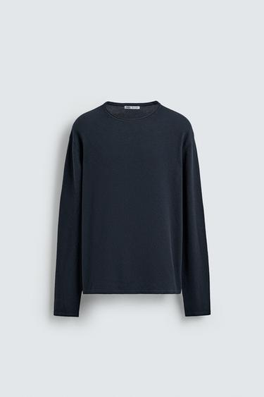 JERSEY RELAXED FIT ESTRUCTURA - Marino de Zara