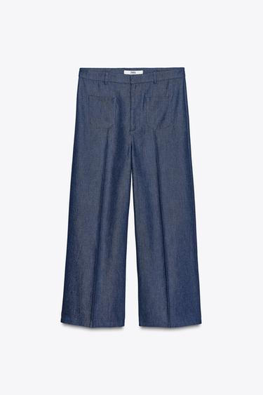 LIMITED EDITION HIGH-WAIST TROUSERS - Navy blue by Zara - Image 4