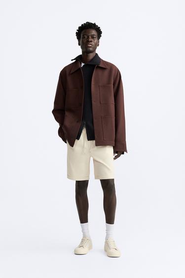 Zara STRETCH SHORTS - Ecru