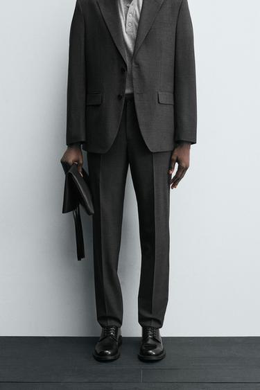 CHECK SUIT TROUSERS - Anthracite Grey by Zara