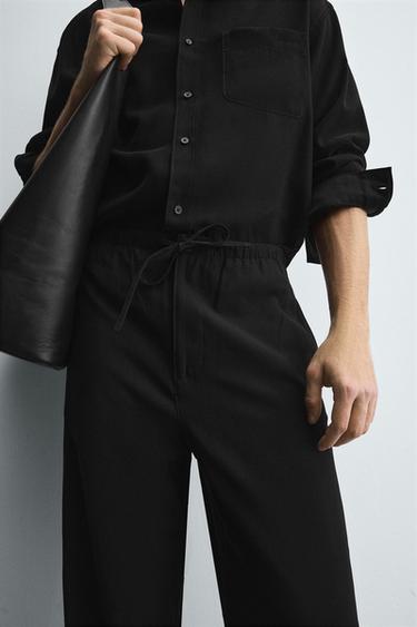 RELAXED FIT FLOWING TROUSERS - Black by Zara - Image 4